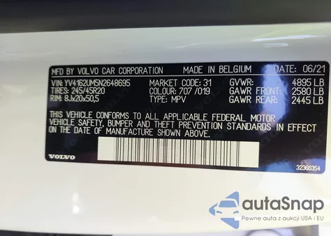 2022 Volvo Xc40 T5 R-Design z USA, uszkodzony, nr VIN YV4162UM5N2648695